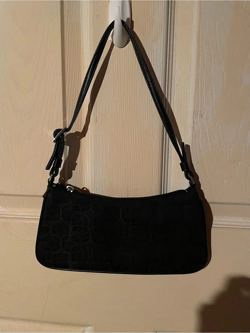Express Black Shoulder Bag with Subtle Textured Pattern